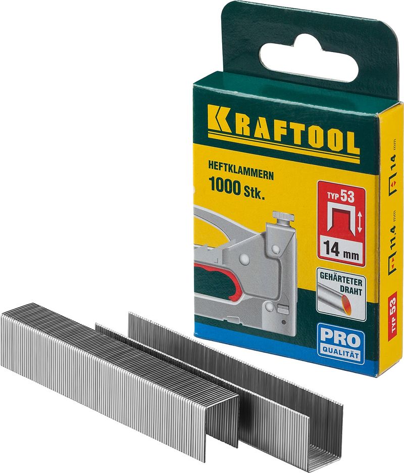 Скобы KRAFTOOL закал. тип53 1000шт 14мм