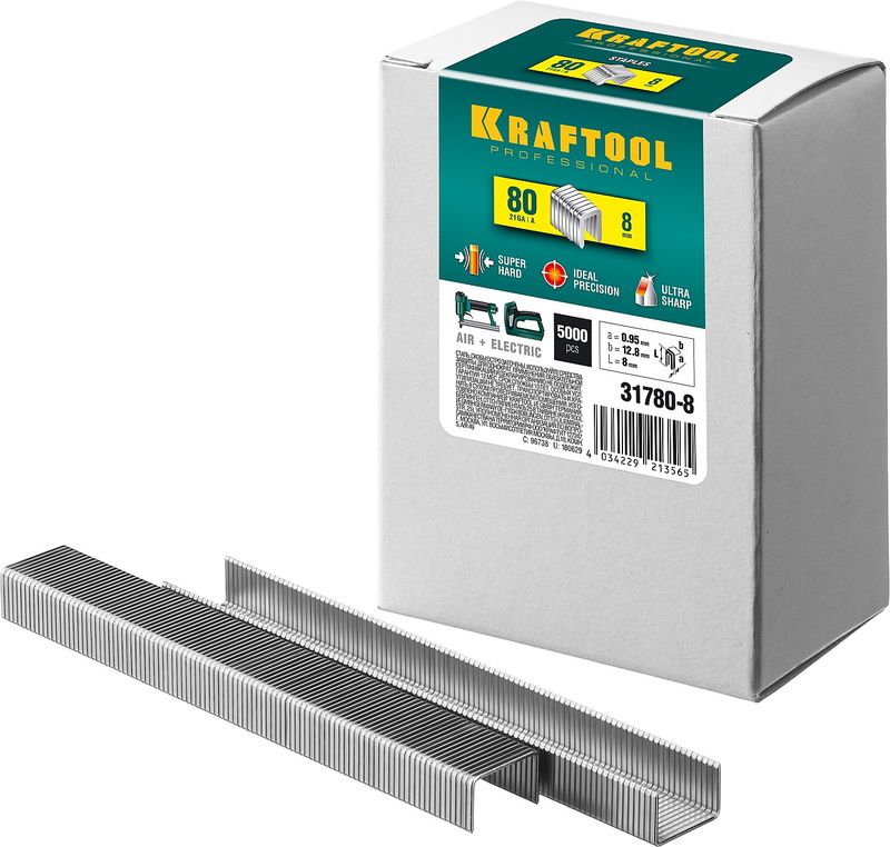 Скобы KRAFTOOL 8мм, тип 80, 5000шт