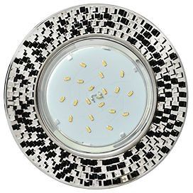 Светильник Ecola GX53 H4 5319 Круг с проз-черной мозаикой зерк/хром.