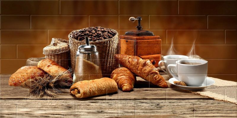 Панно Брик Кофе 2 и Брик Кофе 4 кремовый 60*60 кружка