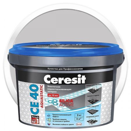 Затирка водост.ВЕДРО Ceresit 40/2 Серебристо-серая 2кг 1-10 мм