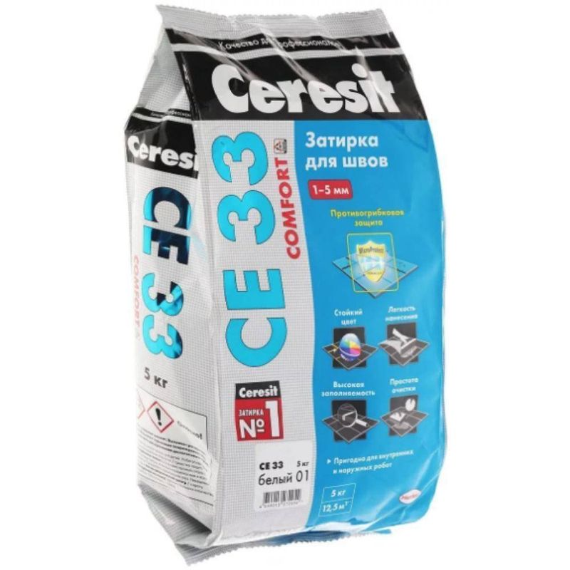Затирка Ceresit 33 (01) Белая  2кг 1-6 мм