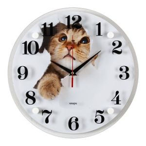 Часы настенные d=30см круг "Кот в бумаге"