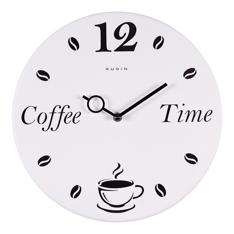 Часы настенные d32см круг "Coffee Time" белый+чёрный Рубин