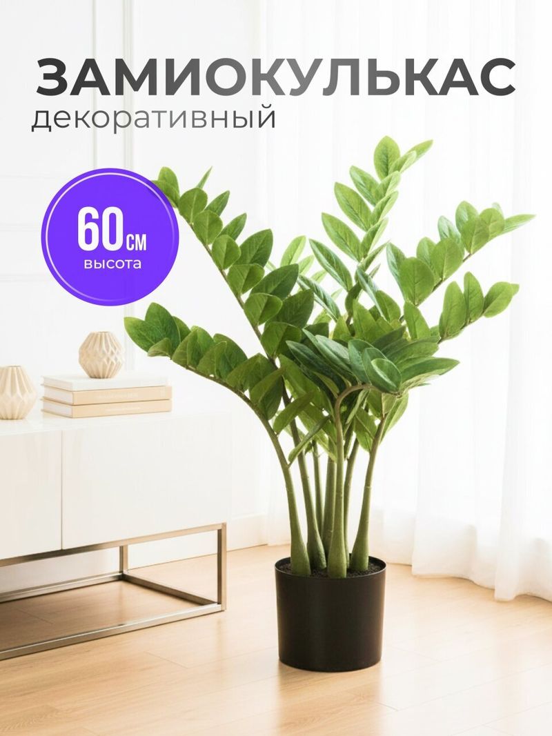 Цветок искусствен. декоратив. Замиокулькас, в кашпо, Y4-8806