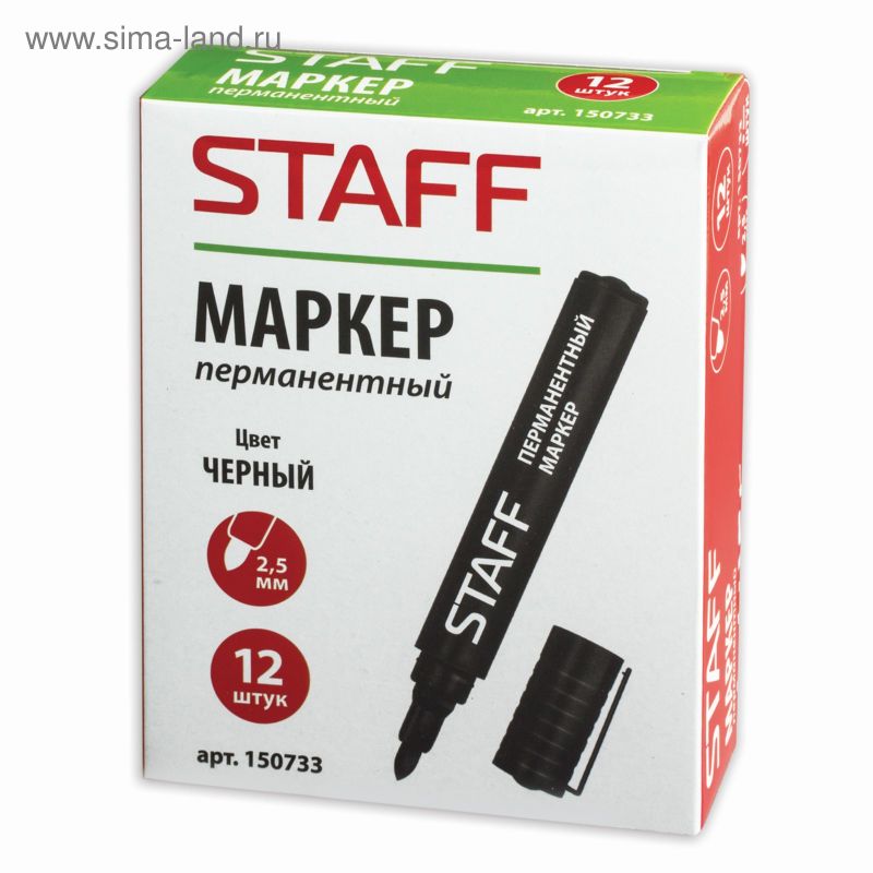 Маркер перм. черный STAFF (толстый)