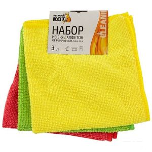 Салфетка микрофибра 30х30см 3шт MFS-02/3 Рыжий Кот