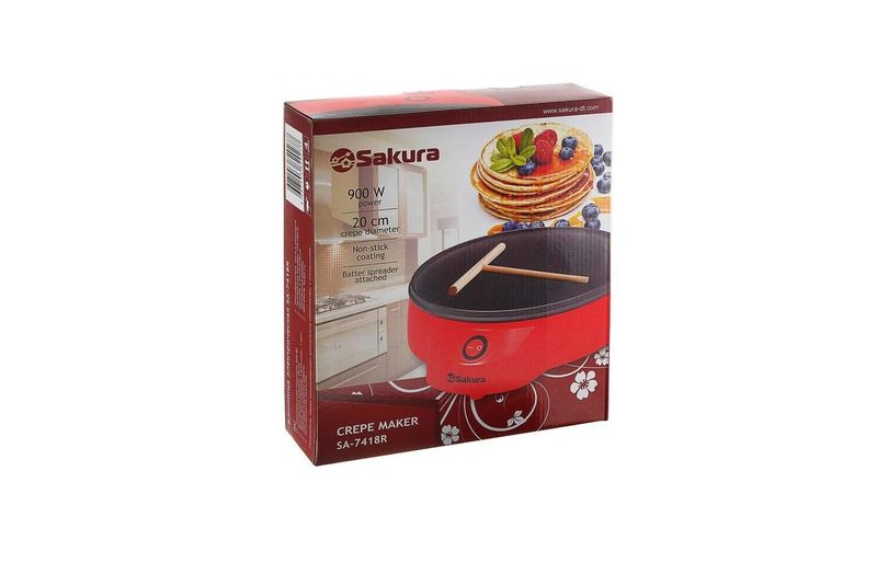 Эл. Блинница Sakura SA-7418R, красный, 900 Вт