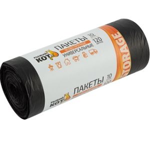 Мешок д/мусора 120л*10шт 40мкм ПНД Рыжий Кот особопрочные, черные 
