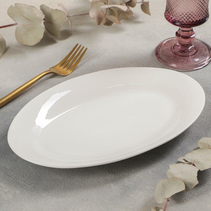 Блюдо фарфоровое овальное White Label 25,5*17*2см, цв.белый.