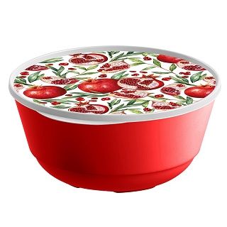 Миска Bergamo 3л с крышкой с декором красный