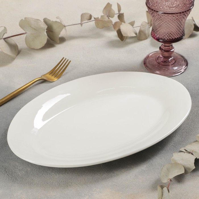 Блюдо фарфоровое овальное White Label 30,5*20*3см, цв.белый.