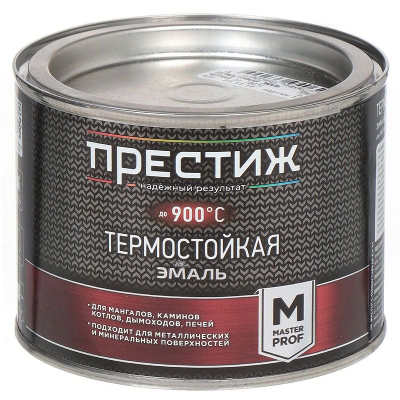 Эмаль ПРЕСТИЖ термостойкая до 900гр чёрная 0,4кг
