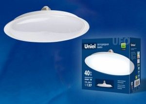 Лампа св Uniel UFO U220 E27 40W 6500К 6K матовая 216x76 