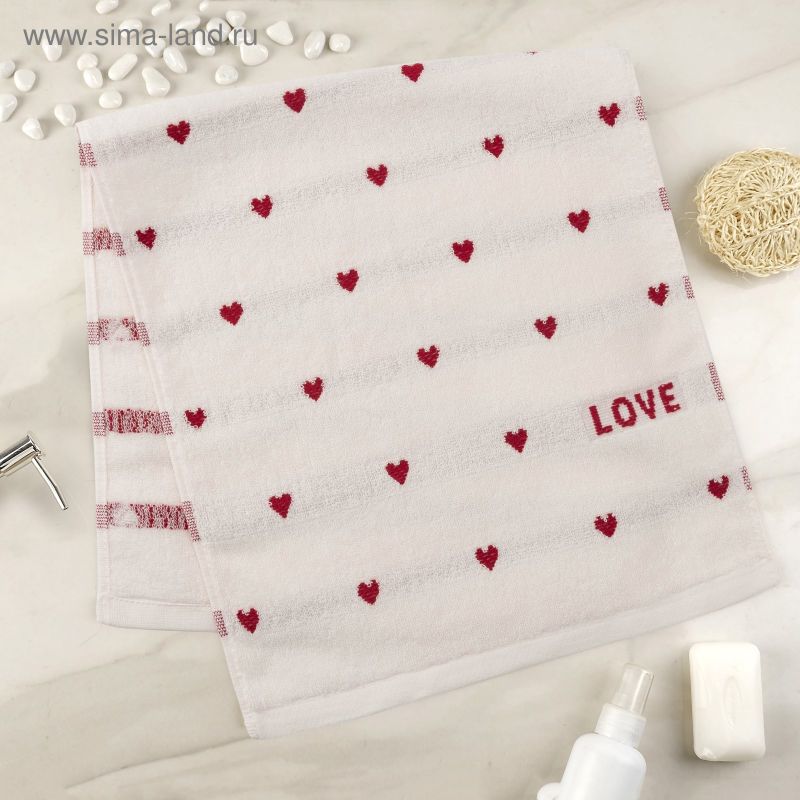 Полотенце Экономь и Я "Love" 35*75см белый
