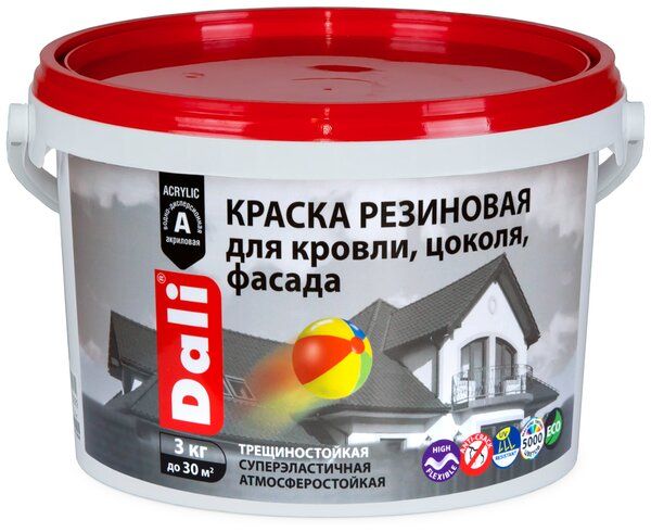 Краска DALI резиновая 3кг черная