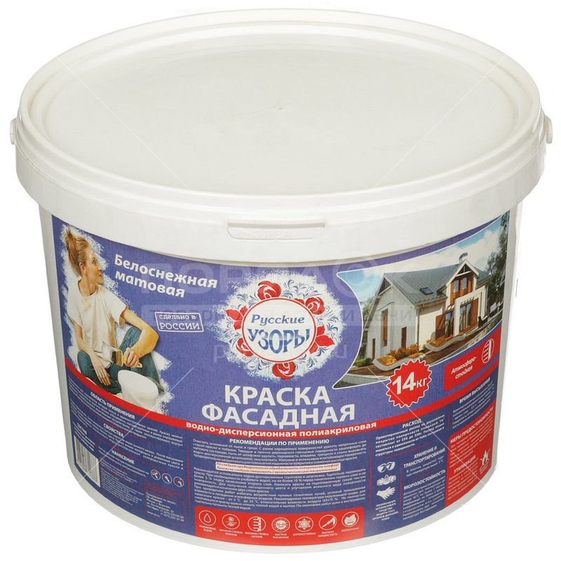 Кр. В/д Белоснежная Фасадная Русские узоры 14кг