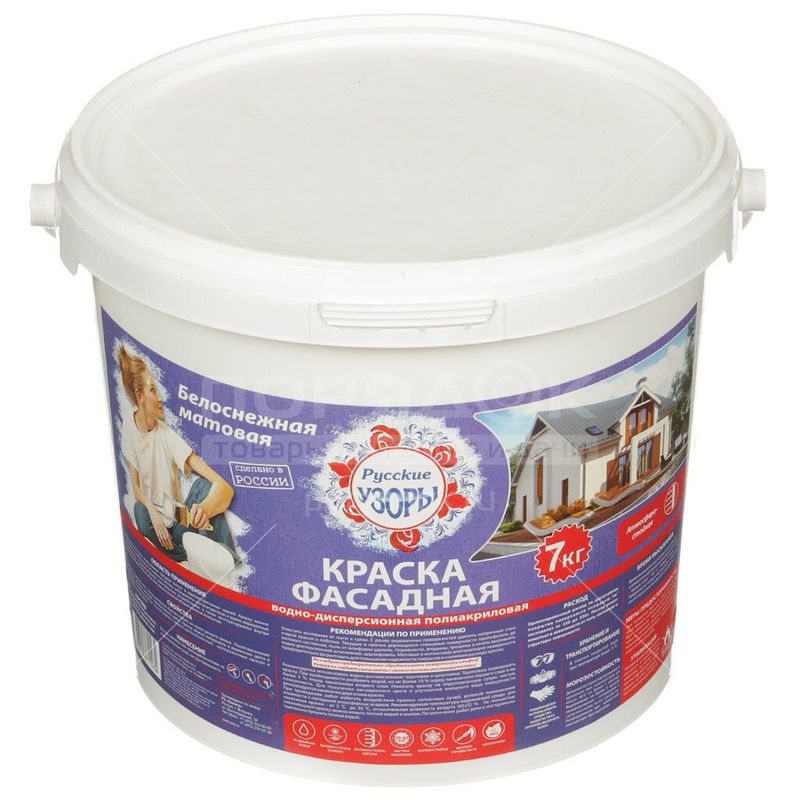 Кр. В/д Белоснежная Фасадная Русские узоры 7кг