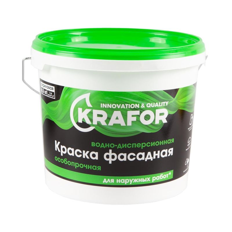 Краска в/д ФАСАДН 6,5кг зеленый ОСОБОПРОЧ КРАФОР