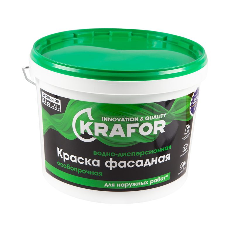 Краска в/д ФАСАДН 14 кг зеленый ОСОБОПРОЧ КРАФОР
