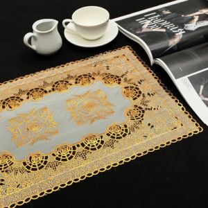 Салфетка ажурная 30*45см Розы прямоугольная золото