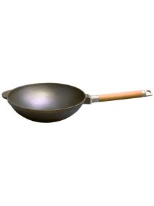 Сковорода чугун 260 WOK б/крышки, с ручкой, ТМ Гардарика