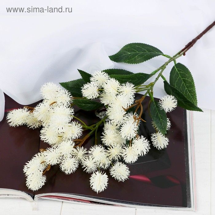 Цветы искусственные "Рицина" 2,5х73 см, белый 