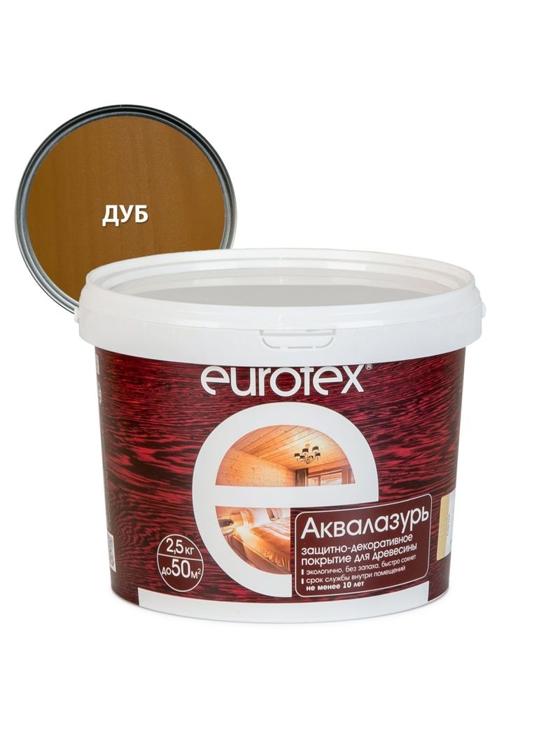 Лак аквалазурь 2,5кг Дуб EUROTEX
