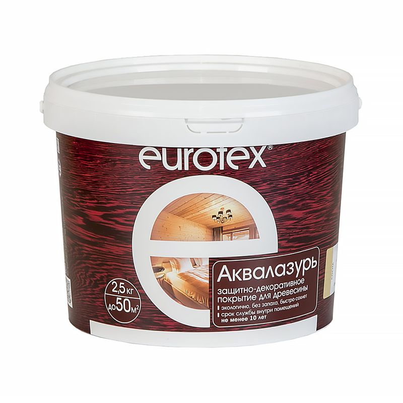 Лак аквалазурь 2,5кг Б/цв  EUROTEX