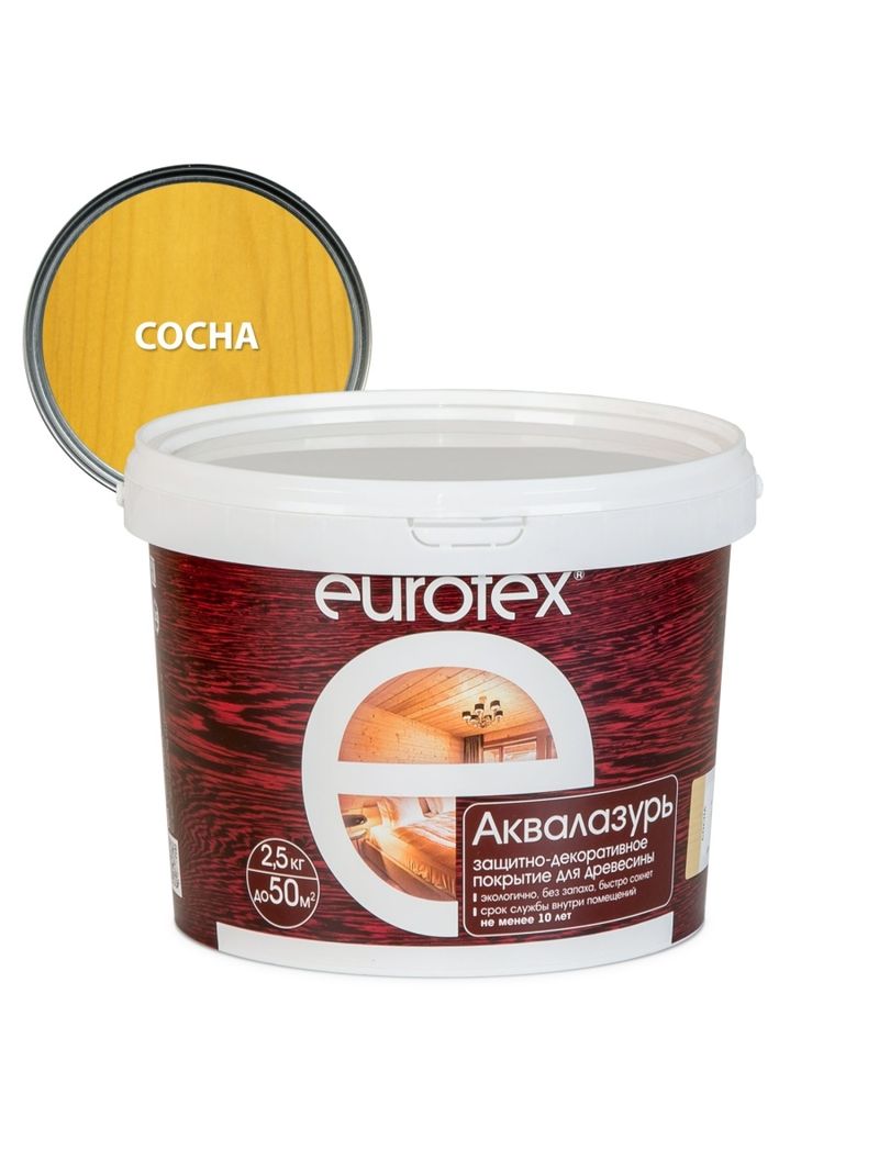 Лак аквалазурь 2,5кг Сосна EUROTEX