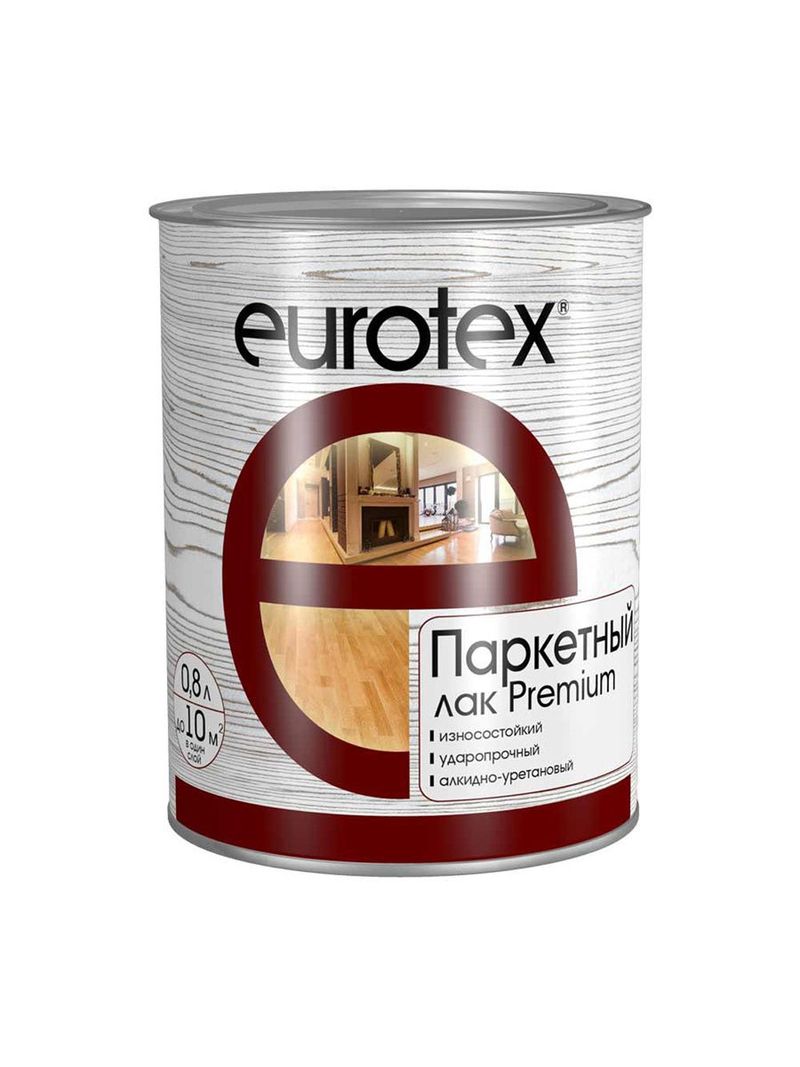 Лак паркетный глянцевый 0,8л Премиум EUROTEX