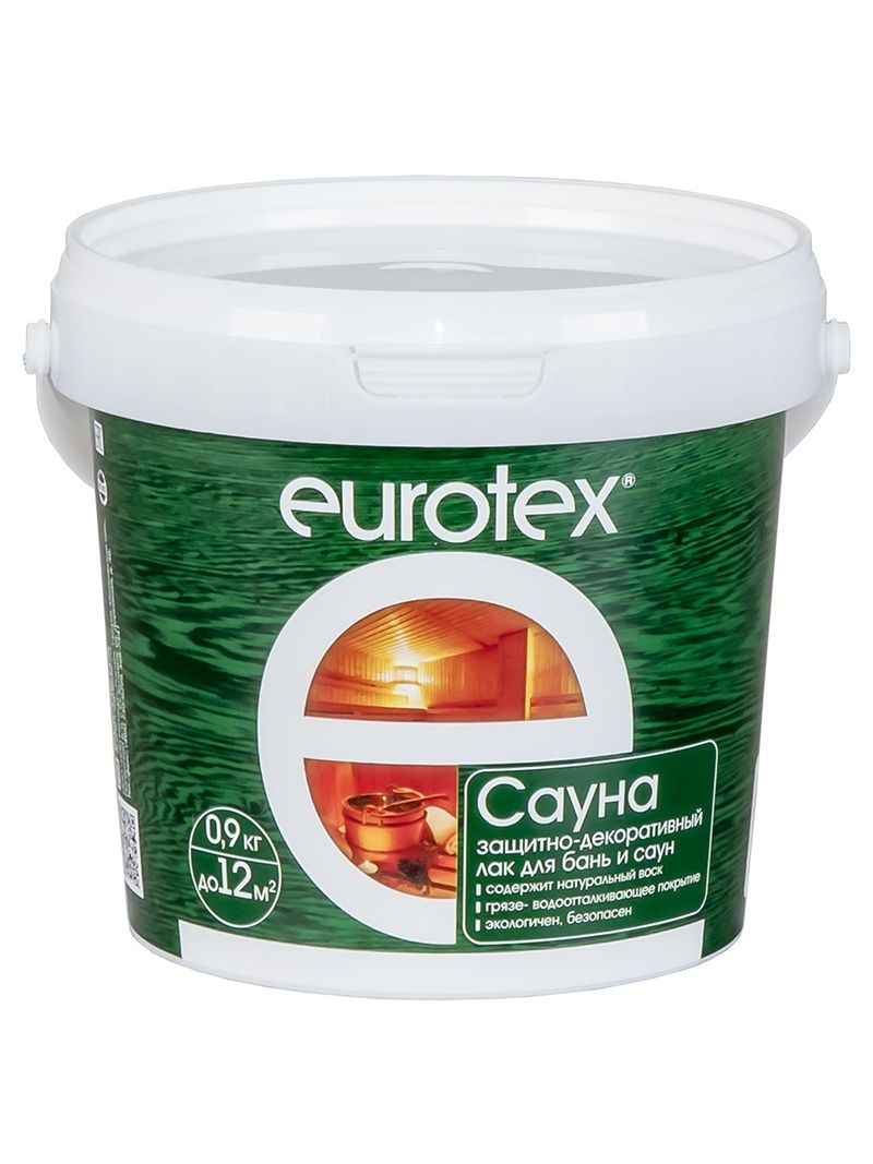 Лак Защитно-дек. д/дерева 0,9кг б/цв EUROTEX-САУНА