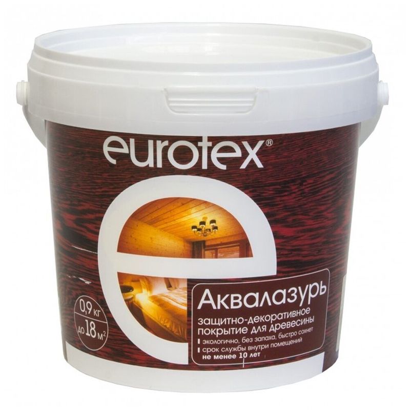 Лак аквалазурь 0,9кг Б/цв  EUROTEX