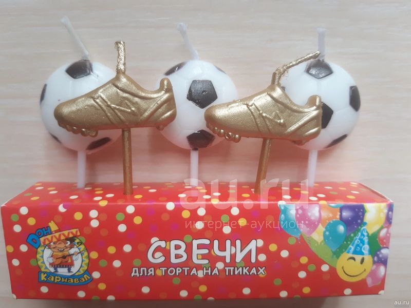 Свечи в торт на шпажках "Футбольные", 2,6 см 4 шт 