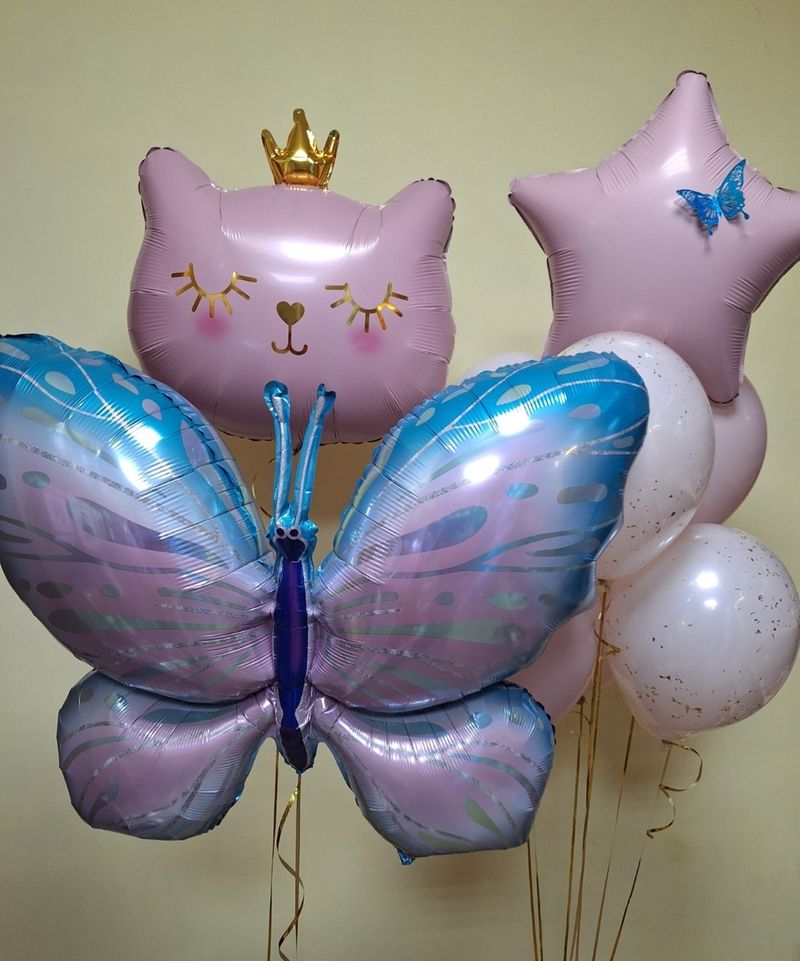 Воздушные шары фольгированные 39" «Бабочка, ажурная»
