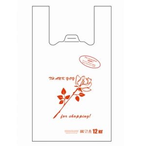 Пакет "майка" 26.14.48. ПНД  "Спасибо за покупку" белый