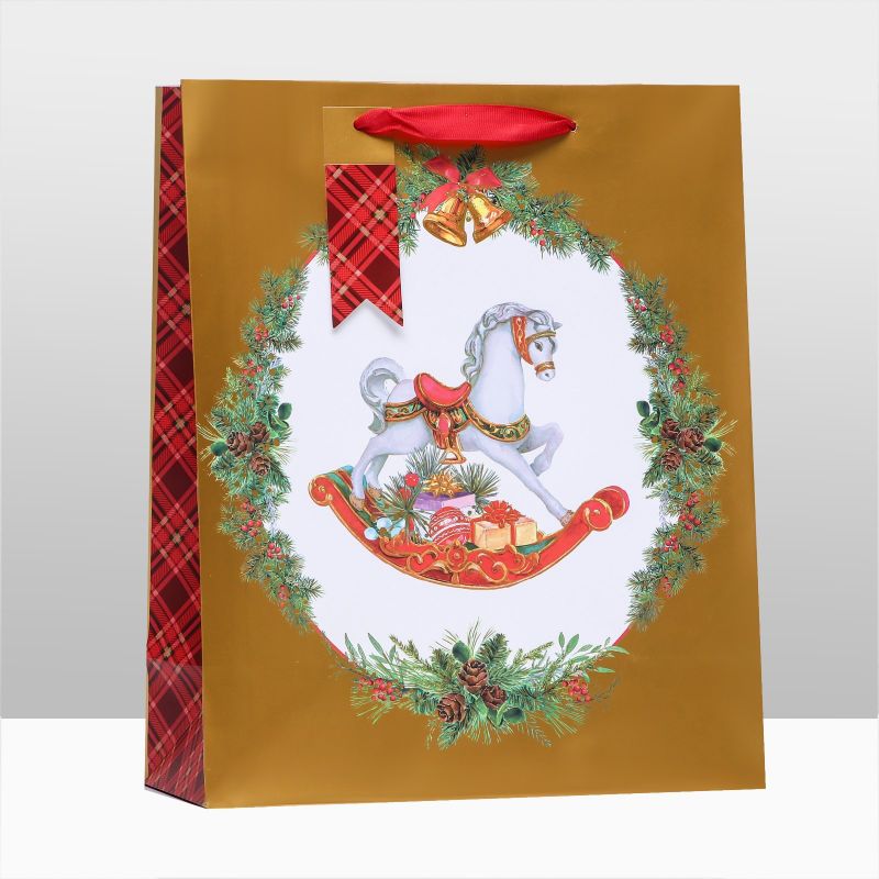 Пакет подарочный новогодний ламинированный, «Конь» , 26×12×32 см