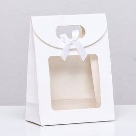 Коробка-пакет, с окном, белый, 16*12*6 см   