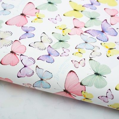 Бумага упаковочная Светлые бабочки 70*100см