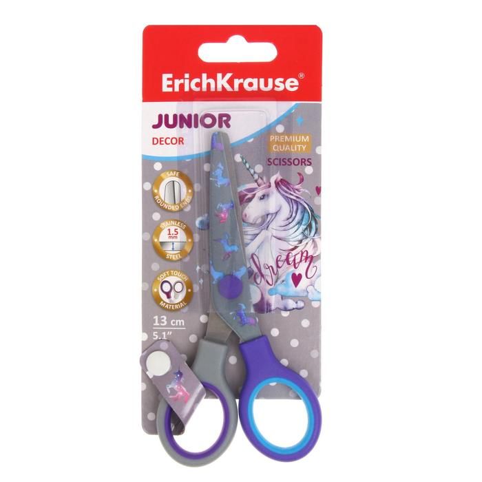 Ножницы детские 13 см, ErichKrause Junior Decor Funny Monsters.