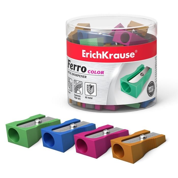 Точилка 1 отверстие ErichKrause Ferro Color, микс