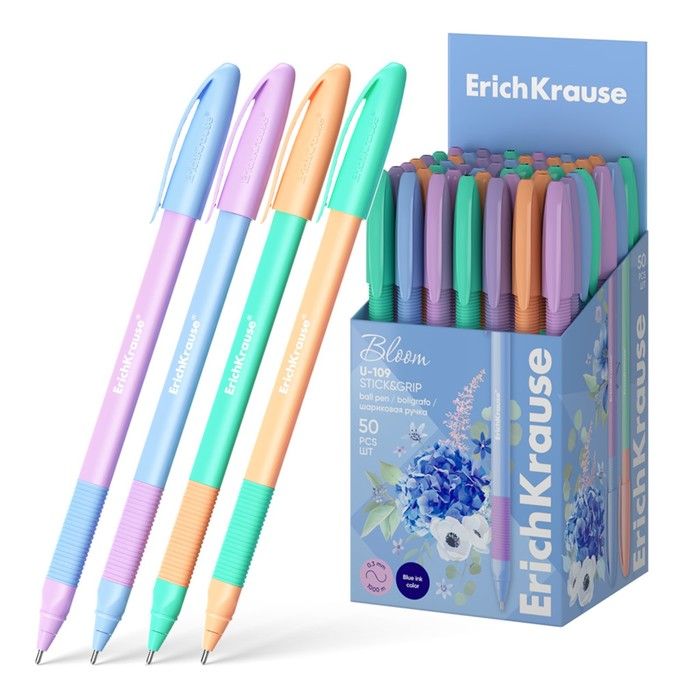 Ручка шариковая, ErichKrause, Stick&Grip "Pastel Bloom" 1.0мм
