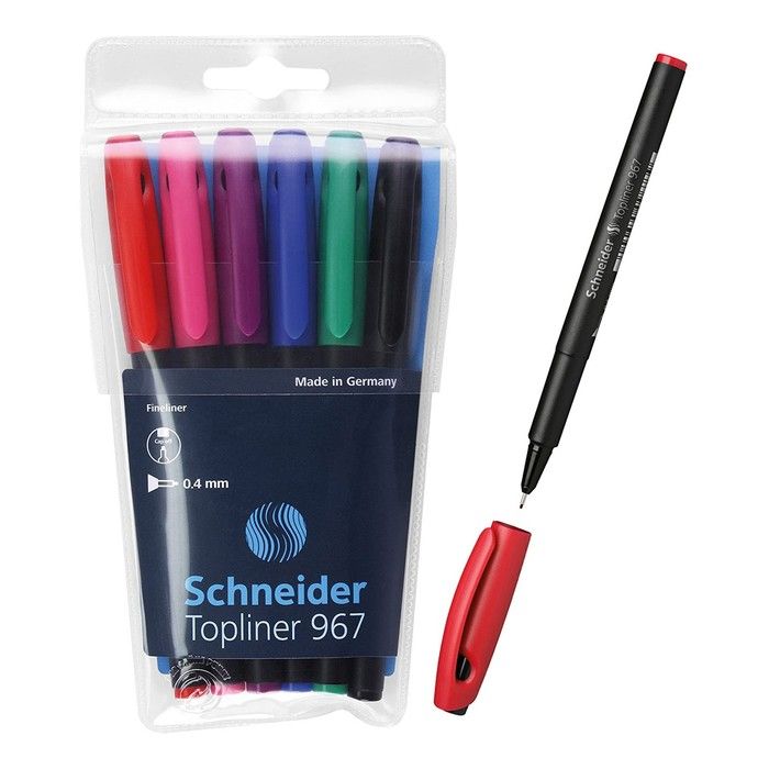 Набор капилляр. ручек 6цв,Schneider "Topliner 967"