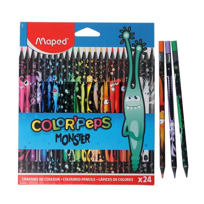 Карандаши 24 цв MAPED Color'Peps Black Monster, пластиковые