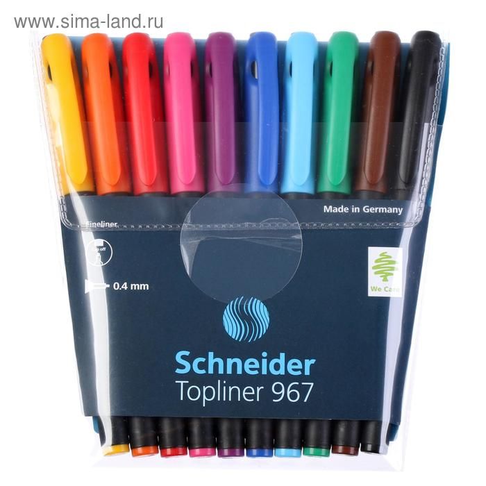 Набор ручек капиллярных, 10цветов Schneider "Topliner 967"