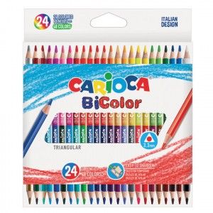 Карандаши 24цв двуст CARIOCA "Bi-color", трехгр., заточ.