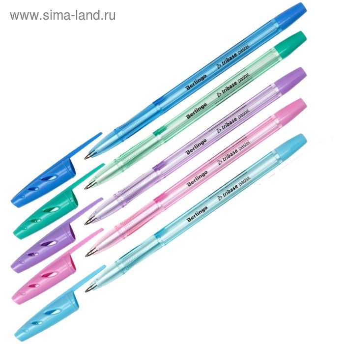 Ручка шар Tribase Pastel, 0.7мм, синие, микс