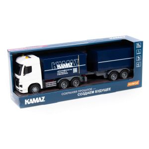 Автомобиль инерционный Фургон KAMAZ с прицепом свет,звук.