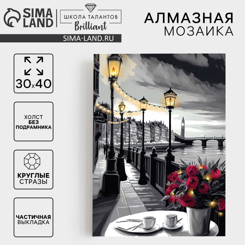 Алмазная вышивка с частичным заполнением «Набережная» 30х40см