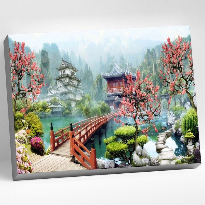 Картина по номерам "Японский пейзаж" 40*50см. 28 цветов